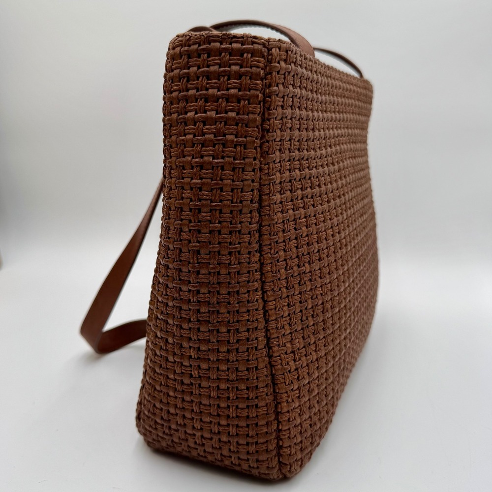 NWT Fossil Constance Shopper Tote Basketweave Shoulder Bag Women Brown Boho Chic - Picture 5 of 16